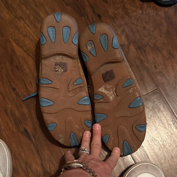 Twisted X Tan Boat Shoes with Blue Laces - Picture 3 of 3